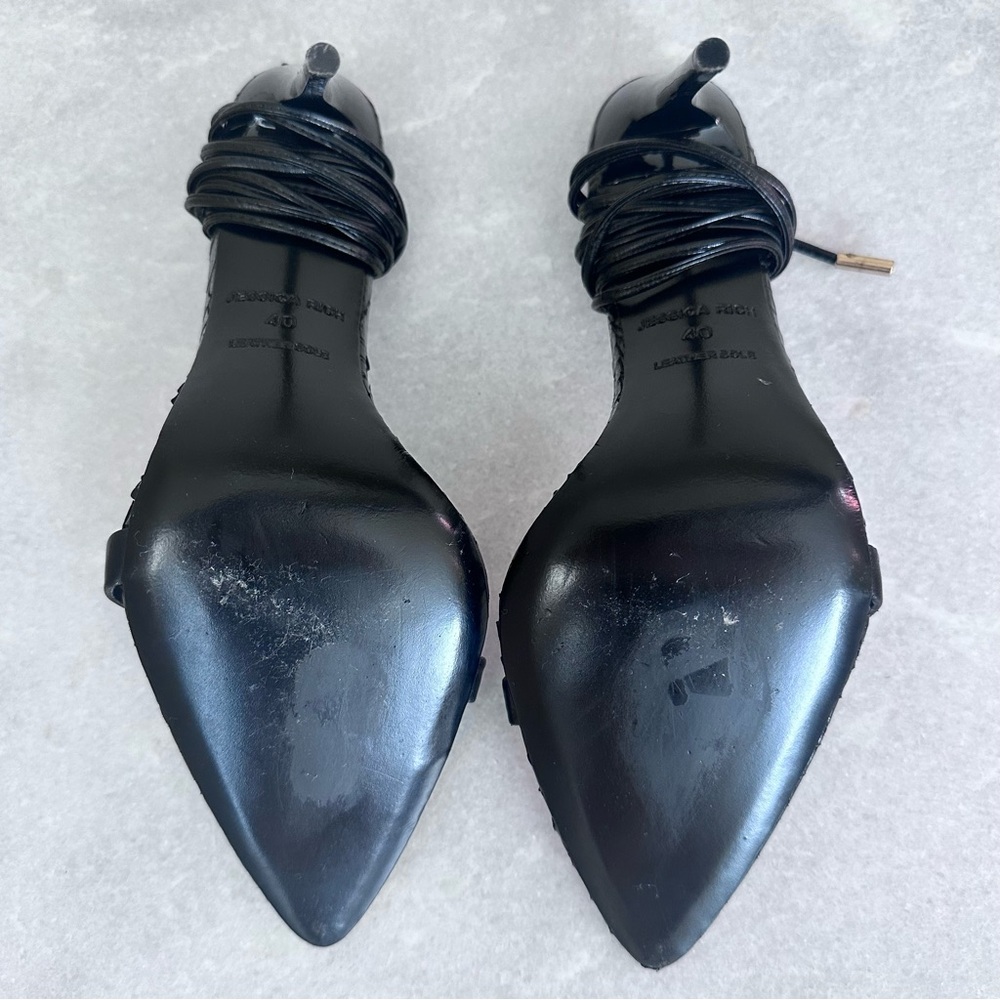 Rich Sandal by Jessica Rich Black Stiletto Lace Up Heels Size 40 / 9.5 - Picture 11 of 16